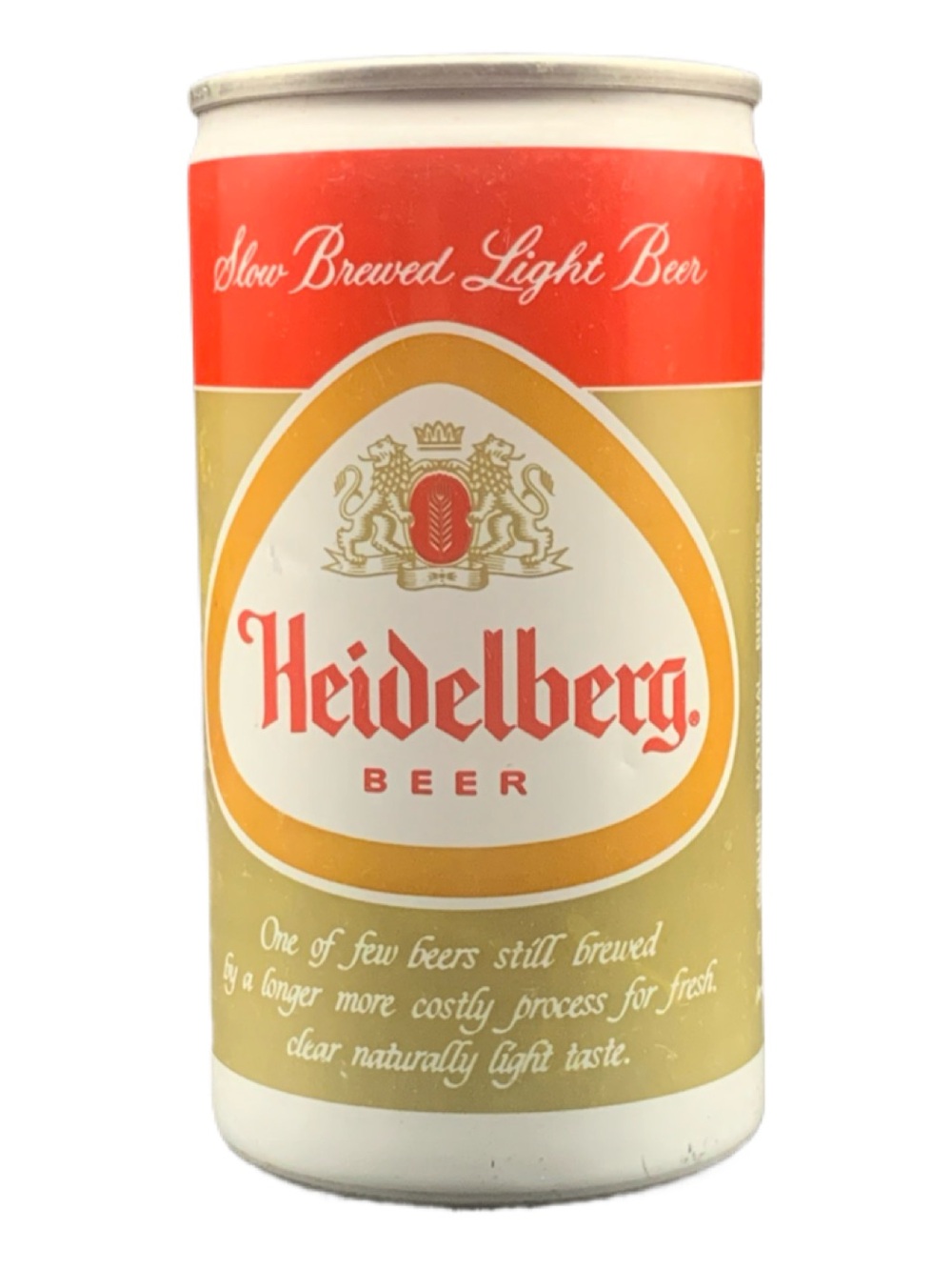 Vintage Beer Can Heidelberg Beer Gold Red Empty Slow Brewed Light Beer Aluminum